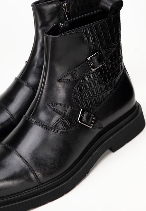 Wittchen Heren Leren Chelsea Boots met Croco Inzetstukken, Zwart - Image 5