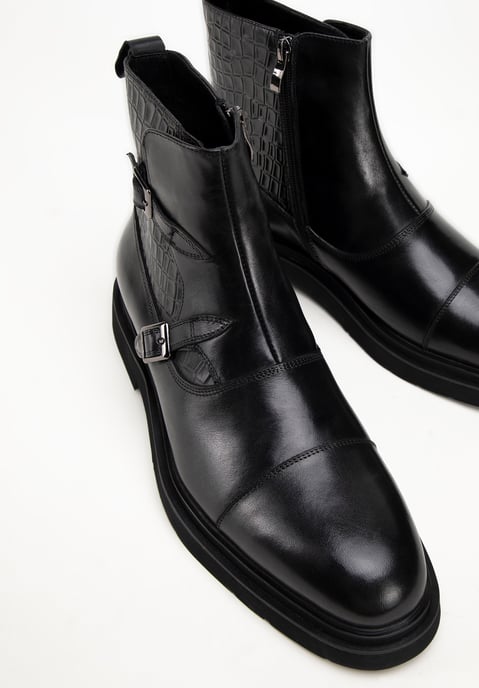 Wittchen Heren Leren Chelsea Boots met Croco Inzetstukken, Zwart - Image 6