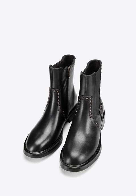 Wittchen Dames leren Chelsea boots met decoratieve klinknagels, zwart - Image 1