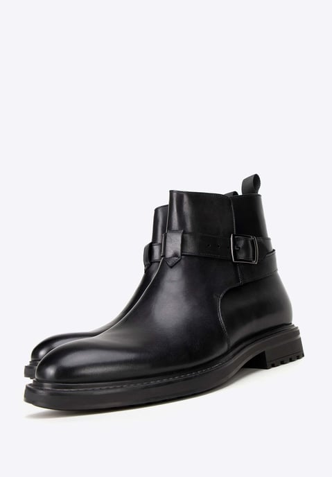 Wittchen Heren Leren Chelsea Boots met Gesp, Zwart, Natuurlijk Leer - Image 5