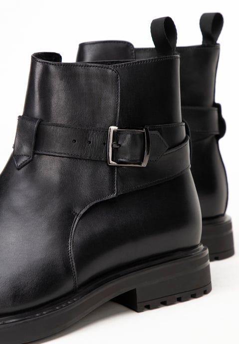 Wittchen Heren Leren Chelsea Boots met Gesp, Zwart, Natuurlijk Leer - Image 6