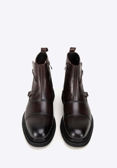 Wittchen Heren Leren Chelsea Boots met Croco inzetstukken, Bruin - Image 2