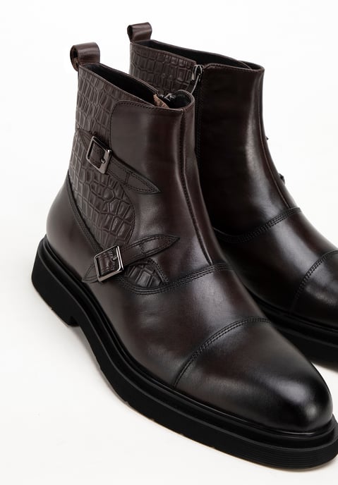 Wittchen Heren Leren Chelsea Boots met Croco inzetstukken, Bruin - Image 5