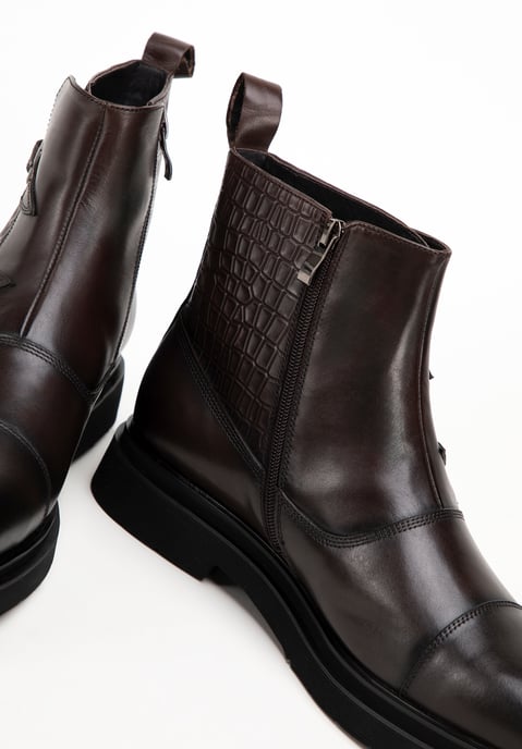 Wittchen Heren Leren Chelsea Boots met Croco inzetstukken, Bruin - Image 6