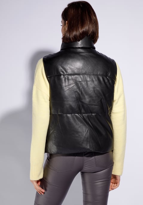 Wittchen Dames gewatteerd vest van eco-leer, zwart - Image 3