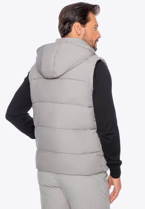 Wittchen Heren Gewatteerd Vest met Afneembare Capuchon, Grijs Polyester - Image 3