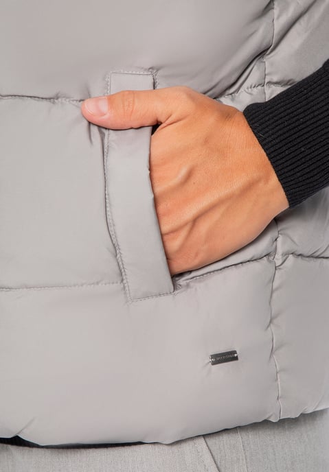 Wittchen Heren Gewatteerd Vest met Afneembare Capuchon, Grijs Polyester - Image 5