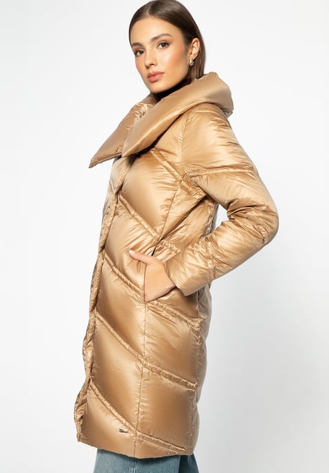 Wittchen Dames Donsjack met Hoge Kraag Goud Nylon - Image 2