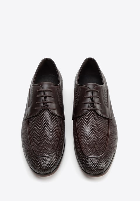 Wittchen Heren Derby schoenen van echt leer met vlechtwerk, donkerbruin - Image 2