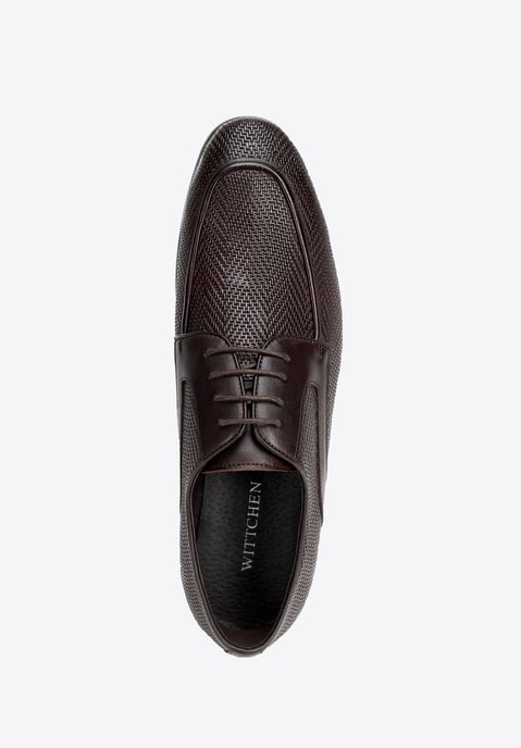 Wittchen Heren Derby schoenen van echt leer met vlechtwerk, donkerbruin - Image 4