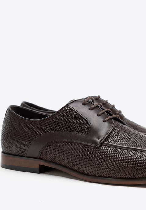 Wittchen Heren Derby schoenen van echt leer met vlechtwerk, donkerbruin - Image 6