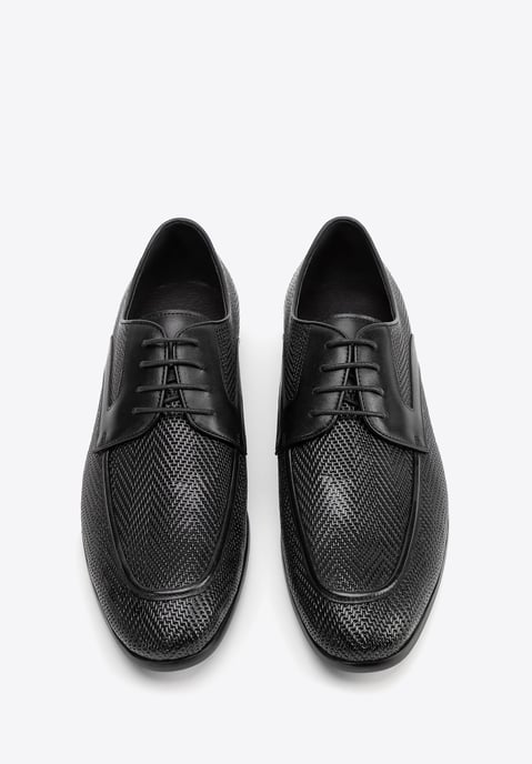 Wittchen Heren Derby schoenen van echt leer met vlechtwerk, zwart - Image 2