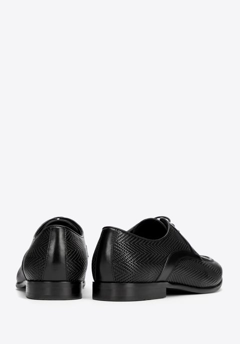 Wittchen Heren Derby schoenen van echt leer met vlechtwerk, zwart - Image 3