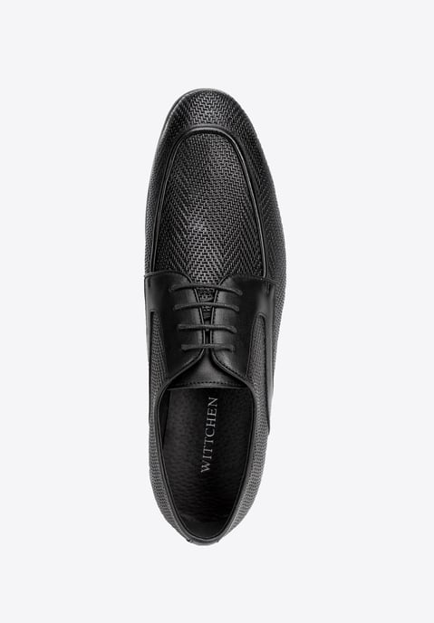 Wittchen Heren Derby schoenen van echt leer met vlechtwerk, zwart - Image 4