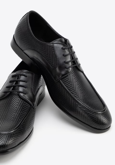 Wittchen Heren Derby schoenen van echt leer met vlechtwerk, zwart - Image 6