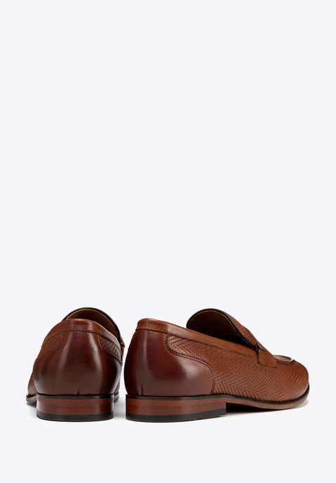 Wittchen Heren Leren Mocassins met Visgraatmotief, Lichtbruin, Natuurlijk Leer - Image 4