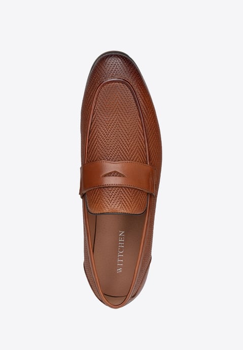 Wittchen Heren Leren Mocassins met Visgraatmotief, Lichtbruin, Natuurlijk Leer - Image 5