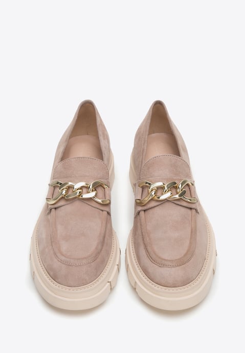 Wittchen Suède Mocassins voor Dames met Ketting op Platform Beige - Image 2