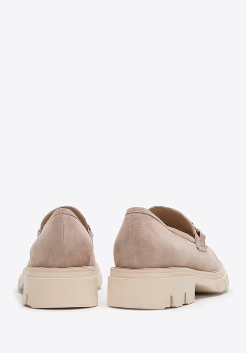 Wittchen Suède Mocassins voor Dames met Ketting op Platform Beige - Image 3