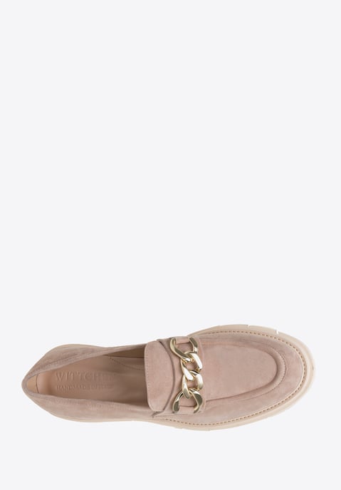 Wittchen Suède Mocassins voor Dames met Ketting op Platform Beige - Image 4