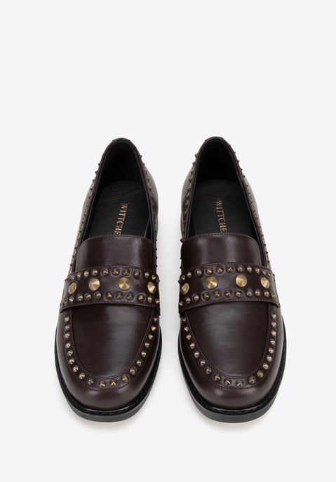 Wittchen Dames Leren Loafers met Decoratieve Klinknagels Bruin Natuurlijk Leer - Image 2