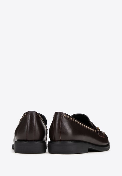 Wittchen Dames Leren Loafers met Decoratieve Klinknagels Bruin Natuurlijk Leer - Image 3