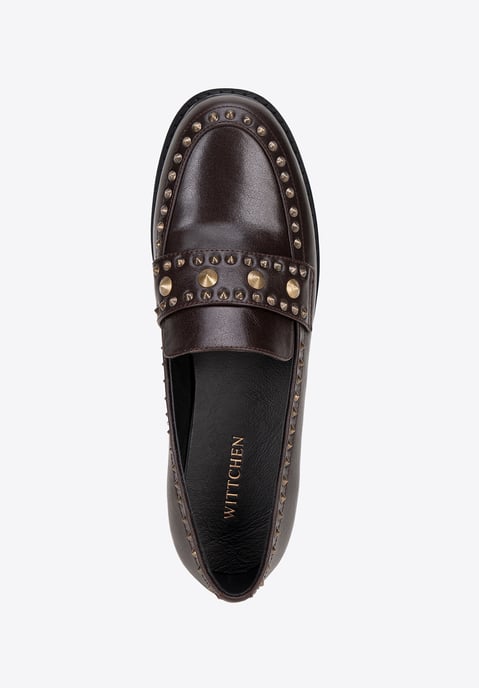 Wittchen Dames Leren Loafers met Decoratieve Klinknagels Bruin Natuurlijk Leer - Image 4