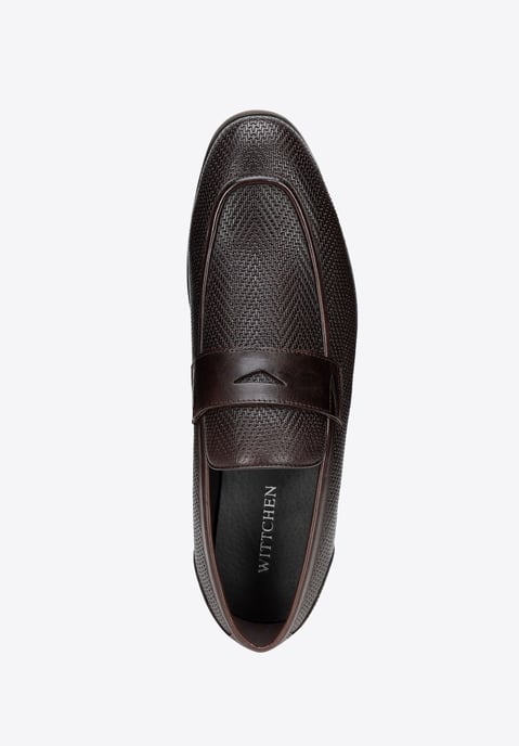 Wittchen Heren Leren Mocassins met Visgraatmotief, Donkerbruin, Natuurlijk Leer - Image 5