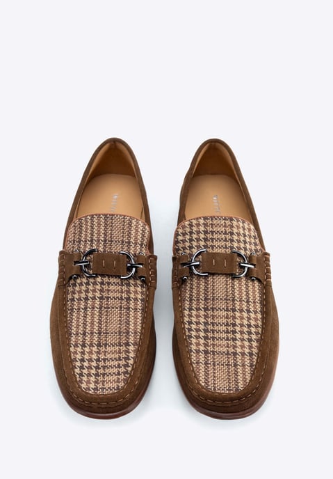 Wittchen Heren mocassins van bruin en beige geruit suède leer - Image 4