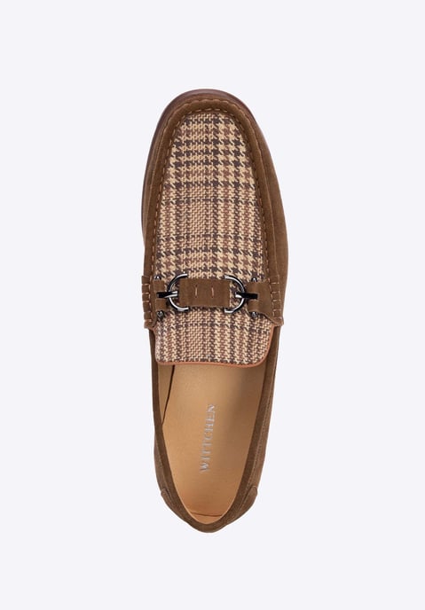 Wittchen Heren mocassins van bruin en beige geruit suède leer - Image 6