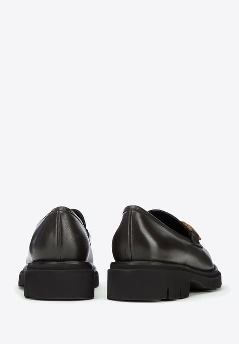 Wittchen Dames Leren Mocassins met Decoratieve Ketting op Platform Donkerbruin - Image 3