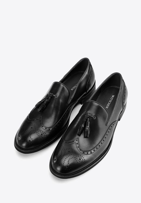 Wittchen Heren Leren Mocassins met perforaties, zwart, natuurlijk leer - Image 2