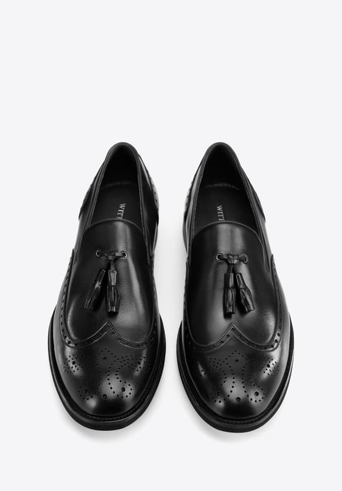 Wittchen Heren Leren Mocassins met perforaties, zwart, natuurlijk leer - Image 3
