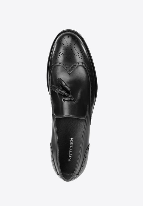 Wittchen Heren Leren Mocassins met perforaties, zwart, natuurlijk leer - Image 5