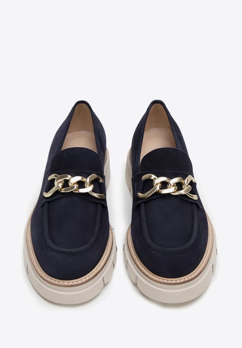 Wittchen Dames Suède Loafers met Ketting op Platform Marineblauw Suède Leer - Image 2