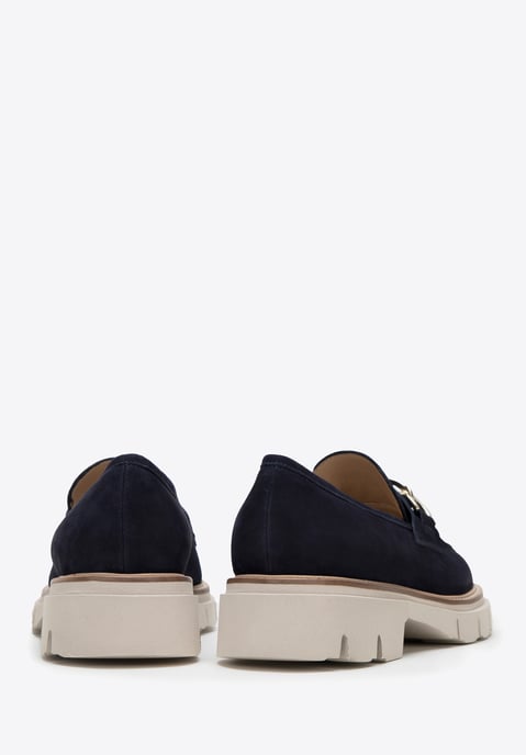 Wittchen Dames Suède Loafers met Ketting op Platform Marineblauw Suède Leer - Image 3