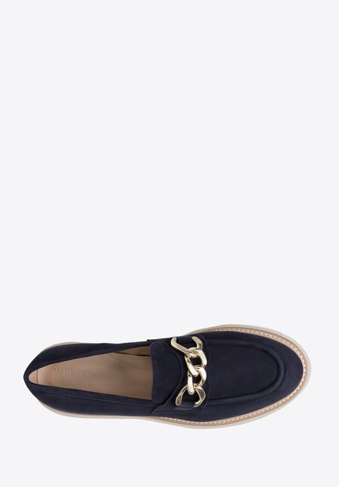 Wittchen Dames Suède Loafers met Ketting op Platform Marineblauw Suède Leer - Image 4