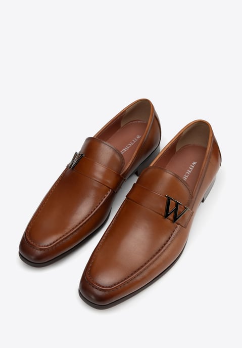 Wittchen Heren mocassins van echt leer met metalen logo, bruin - Image 3