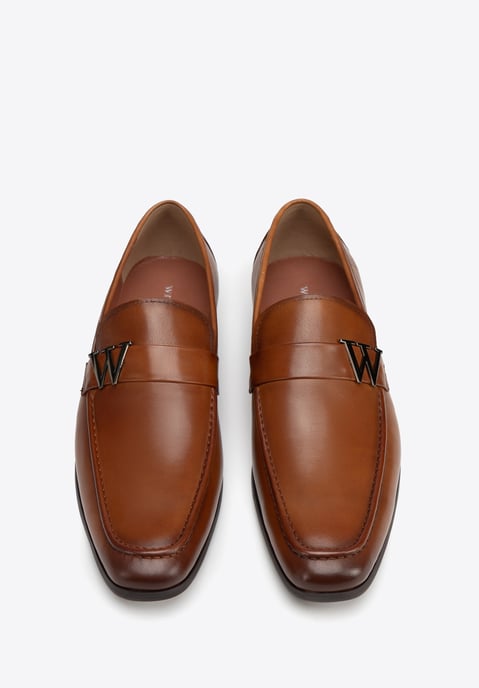 Wittchen Heren mocassins van echt leer met metalen logo, bruin - Image 4