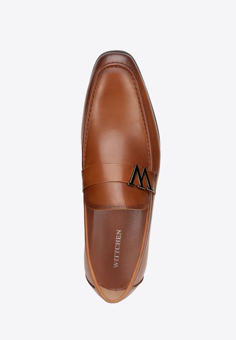 Wittchen Heren mocassins van echt leer met metalen logo, bruin - Image 6