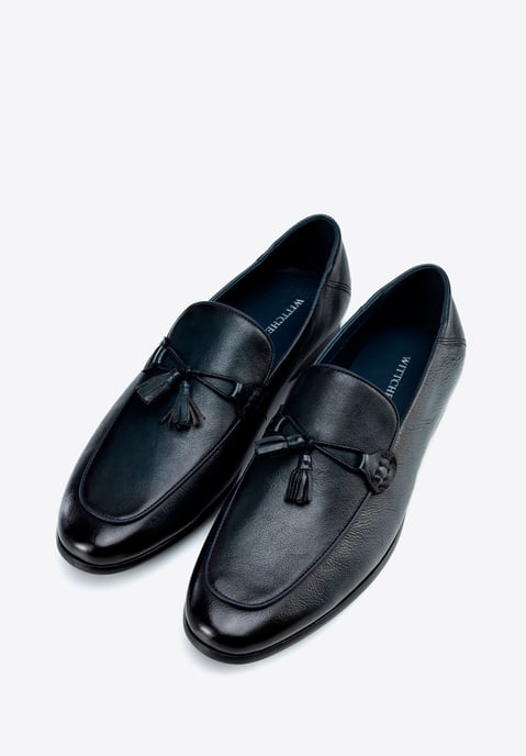 Wittchen Heren Leren Loafers met Kwastje, Marineblauw, Natuurlijk Leer - Image 1