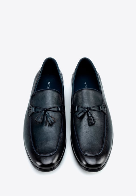 Wittchen Heren Leren Loafers met Kwastje, Marineblauw, Natuurlijk Leer - Image 2