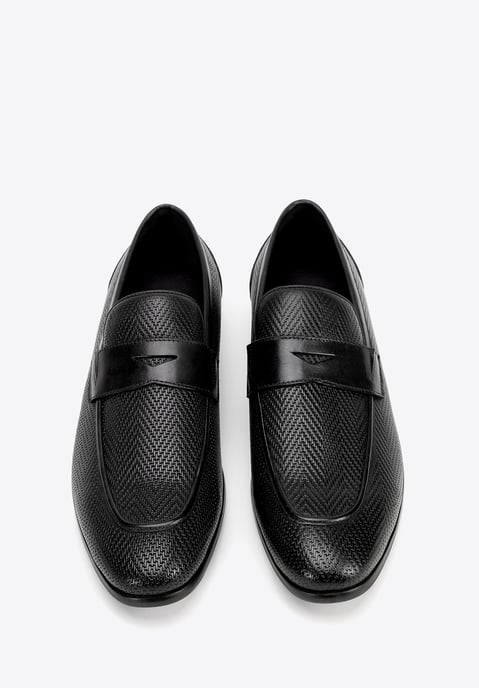 Wittchen Heren Leren Mocassins met Visgraatmotief Zwart Echt Leer - Image 3