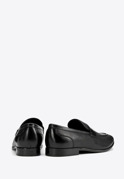 Wittchen Heren Leren Mocassins met Visgraatmotief Zwart Echt Leer - Image 4