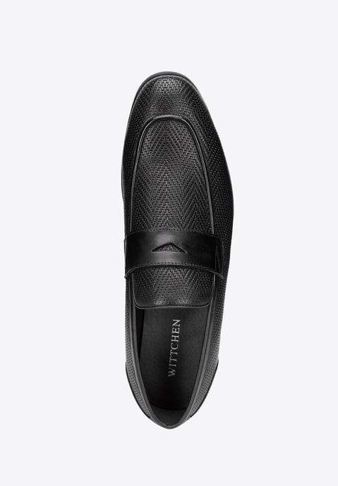 Wittchen Heren Leren Mocassins met Visgraatmotief Zwart Echt Leer - Image 5