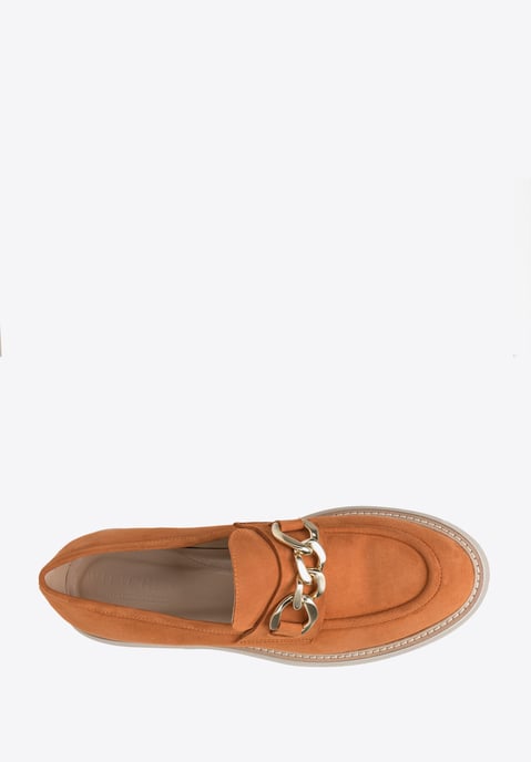 Wittchen Suède Mocassins voor dames met ketting op platform, baksteenrood - Image 4