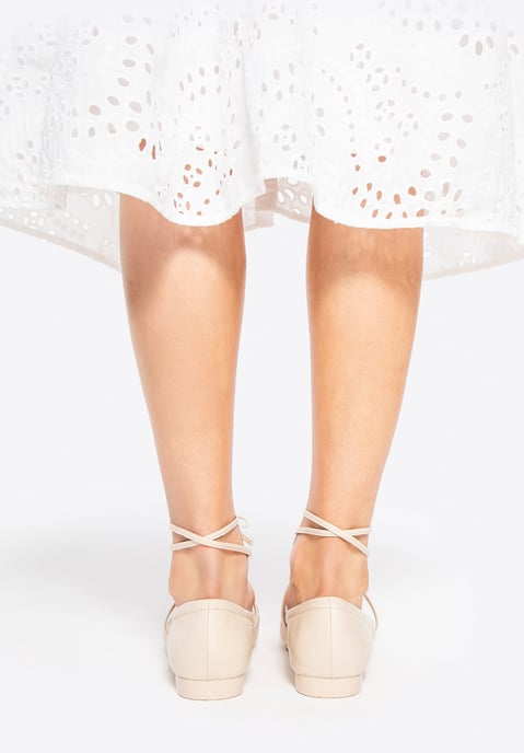 Wittchen Dames Ballerina's van echt leer met strikjes, beige - Image 4