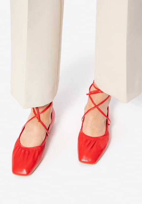 Wittchen Dames Ballerina's in Echt Leer met Strikjes Rood Echt Leer - Image 1