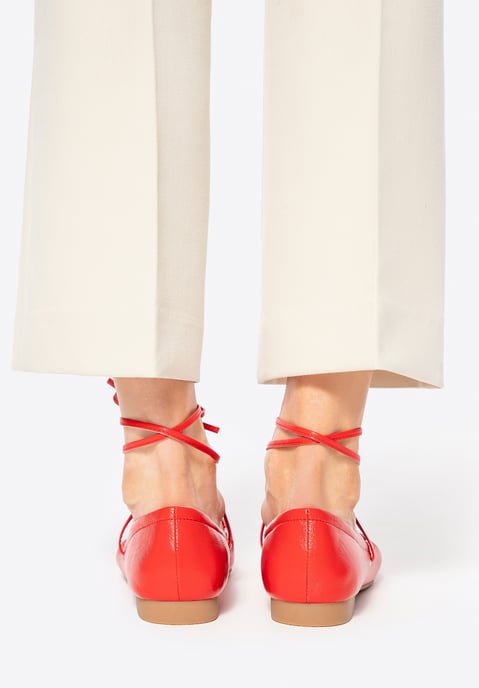 Wittchen Dames Ballerina's in Echt Leer met Strikjes Rood Echt Leer - Image 3