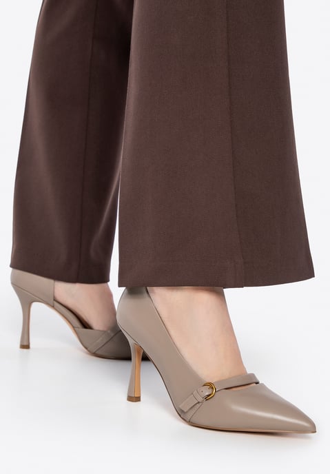Wittchen Dames leren pumps met bandje, beige, natuurlijk leer - Image 1